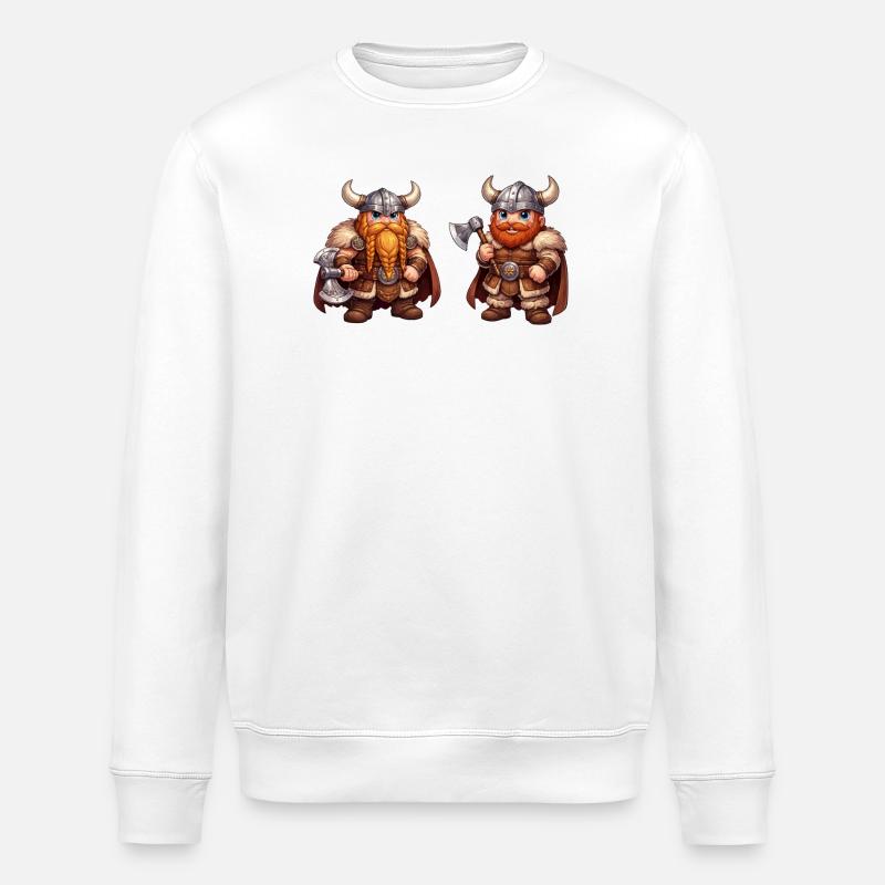 Zwergenvikings Duo - Stanley/Stella Unisex Bio-Sweatshirt ROLLER - Weiß