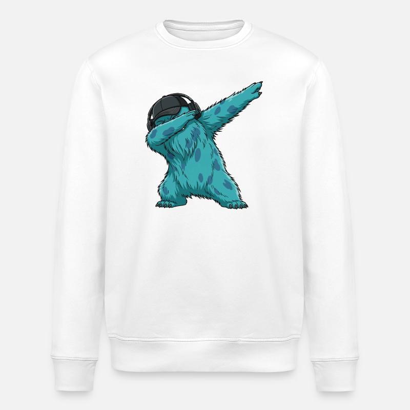 Tupfender Monster Fluffonster Fluffo tanzt - Stanley/Stella Unisex Bio-Sweatshirt ROLLER - Weiß