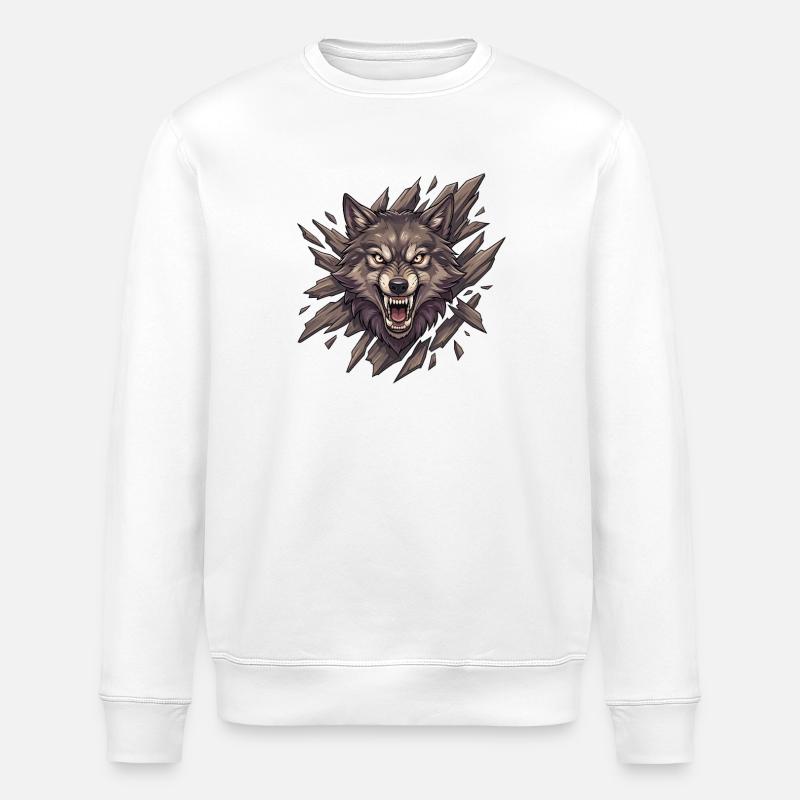 Wolf roar in splinter vision - Stanley/Stella ROLLER Unisex Organic Sweatshirt - white