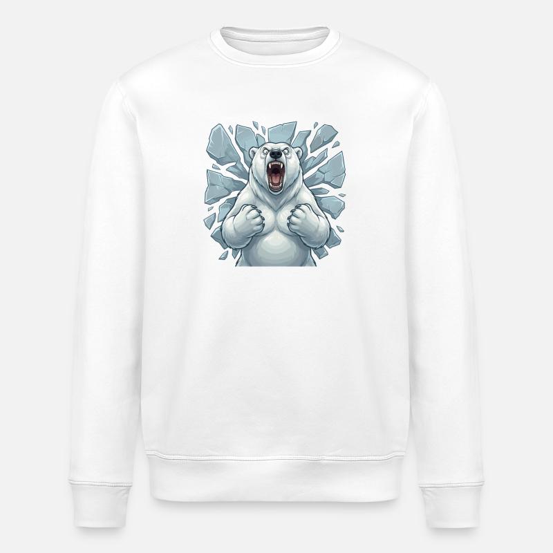 Polarbär bricht Eis - Stanley/Stella Unisex Bio-Sweatshirt ROLLER - Weiß