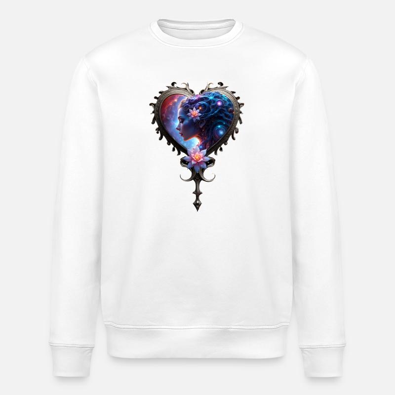 Cœur Stellaire avec Fleur de Lotus - Sweat bio ROLLER Stanley/Stella Unisexe - blanc
