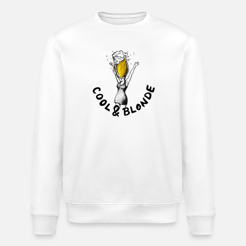 Kühl und blond: JGA-Bier-Illustration - Stanley/Stella Unisex Bio-Sweatshirt ROLLER - Weiß