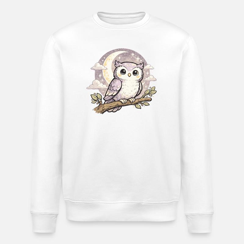 Mondlicht-Eulentraum - Stanley/Stella Unisex Bio-Sweatshirt ROLLER - Weiß