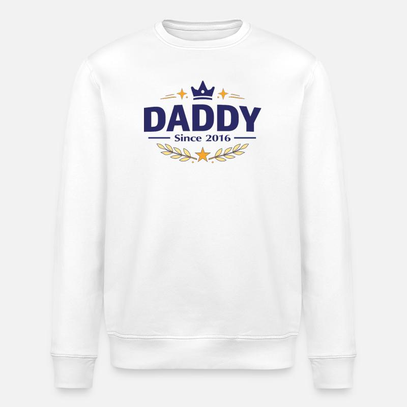 Daddy Since 2016 – Proud Dad Design - Stanley/Stella ROLLER Unisex Organic Sweatshirt - white