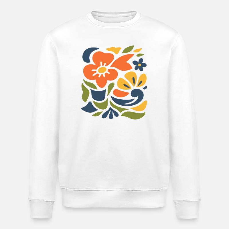 Abstract Floral Pattern Illustration - Stanley/Stella ROLLER Unisex Organic Sweatshirt - white