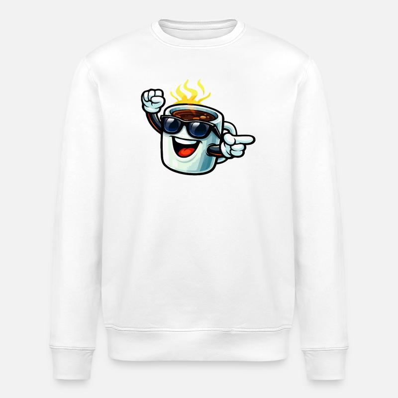 Kaffeetasse mit Sonnenbrille - Stanley/Stella Unisex Bio-Sweatshirt ROLLER - Weiß