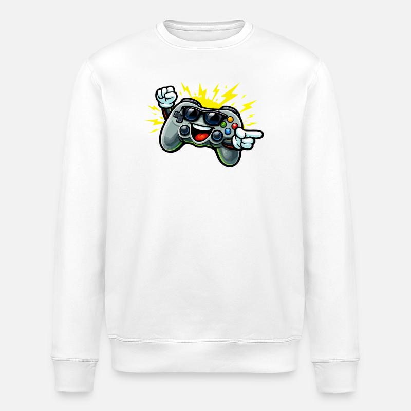 Retro Controller Fun - Stanley/Stella ROLLER Unisex Organic Sweatshirt - white