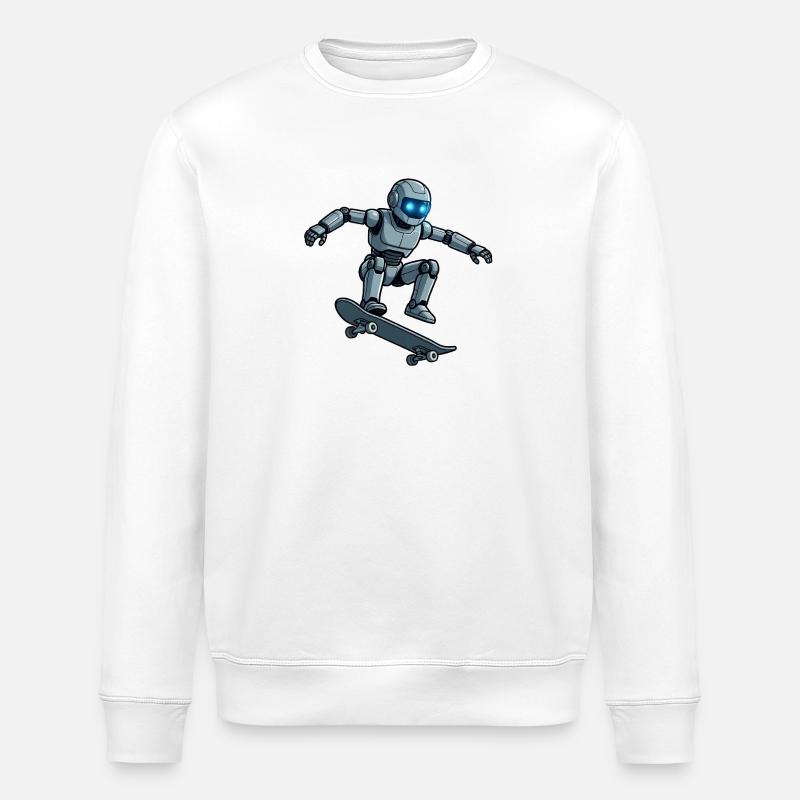 02 Le Robot Urbain Skateboard - Sweat bio ROLLER Stanley/Stella Unisexe - blanc
