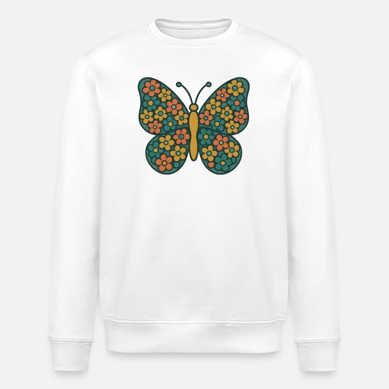 Papillon aux ailes de fleurs - Sweat bio ROLLER Stanley/Stella Unisexe - blanc