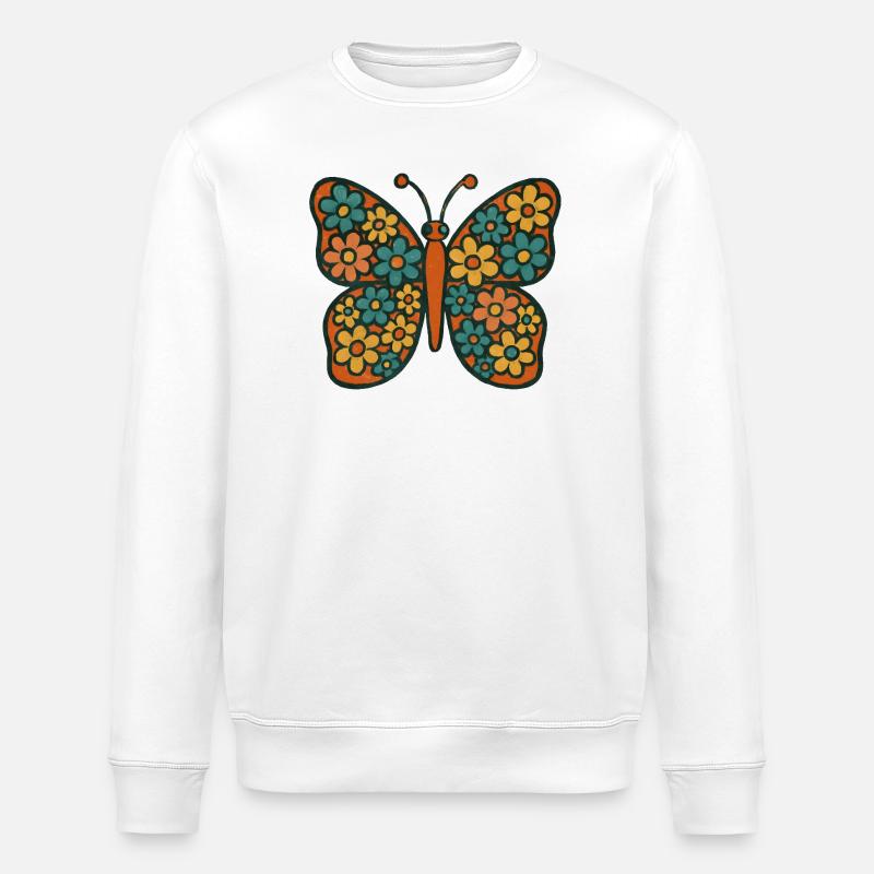 Butterfly with floral pattern - Stanley/Stella ROLLER Unisex Organic Sweatshirt - white