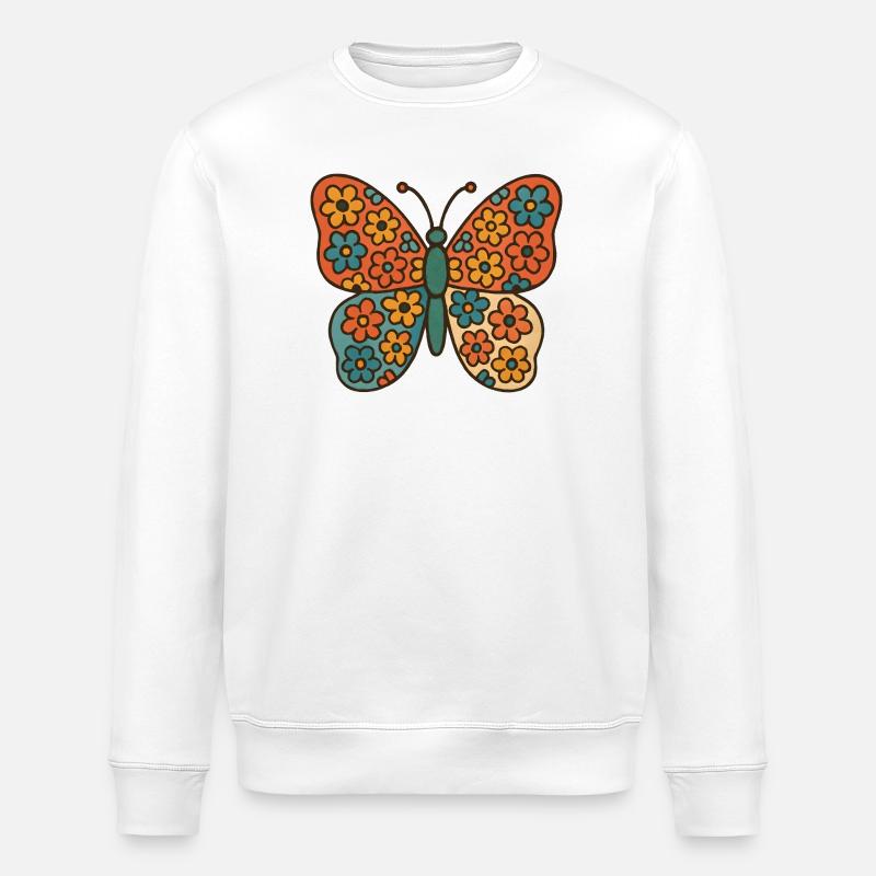 Butterfly with floral pattern - Stanley/Stella ROLLER Unisex Organic Sweatshirt - white