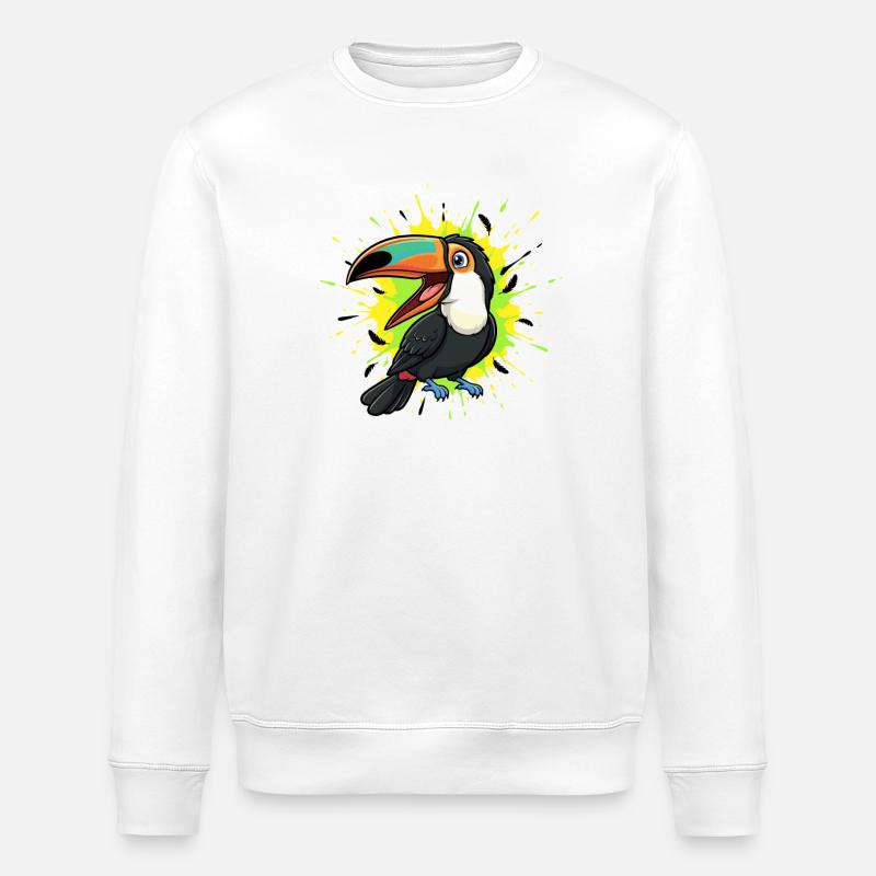 Kunterbunter Tukane Farbsplash - Stanley/Stella Unisex Bio-Sweatshirt ROLLER - Weiß