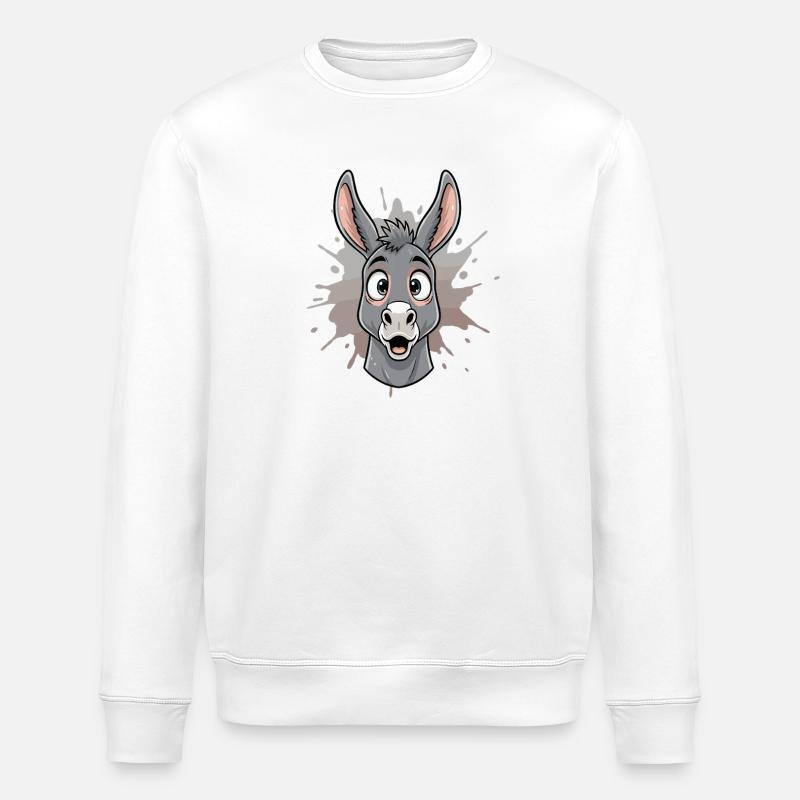 Karikatur Esel im Spritz Splash - Stanley/Stella Unisex Bio-Sweatshirt ROLLER - Weiß