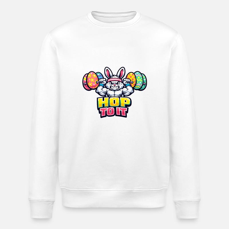 Easter Gym Pumpernickel Dumbbell Muscles - Stanley/Stella ROLLER Unisex Organic Sweatshirt - white