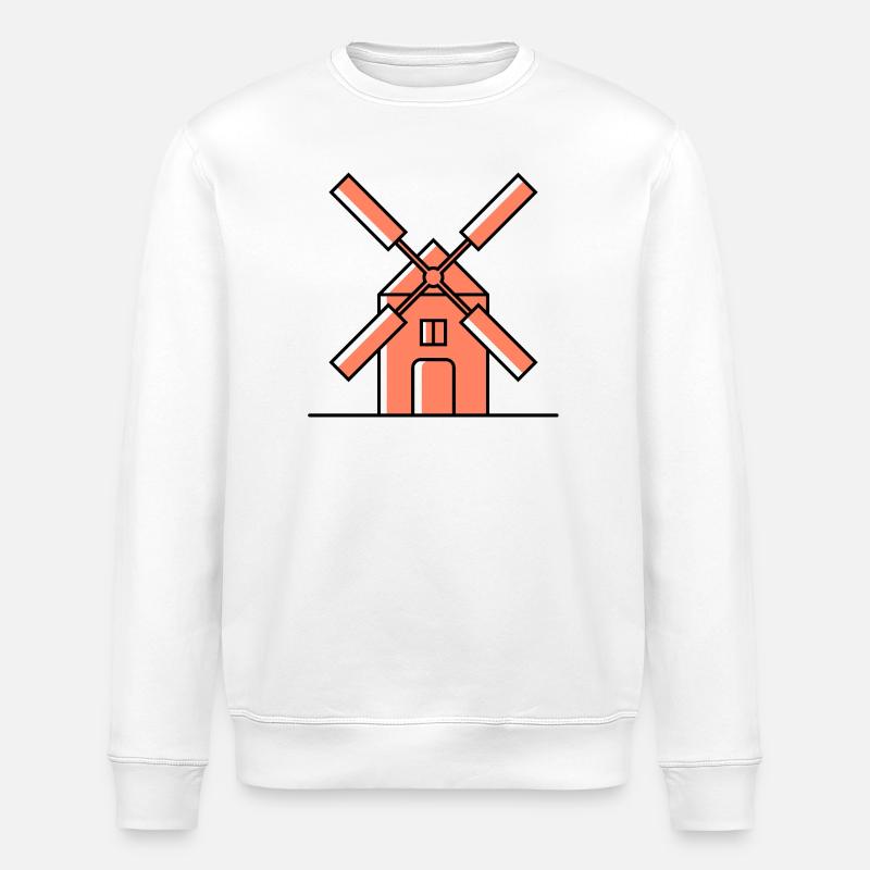 Windmill Icon - Stanley/Stella ROLLER Unisex Organic Sweatshirt - white