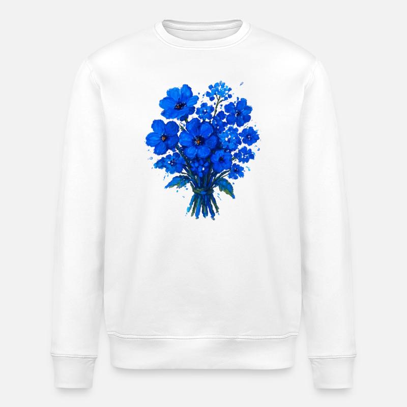 Blaues Blumenbouquet Acryl - Stanley/Stella Unisex Bio-Sweatshirt ROLLER - Weiß