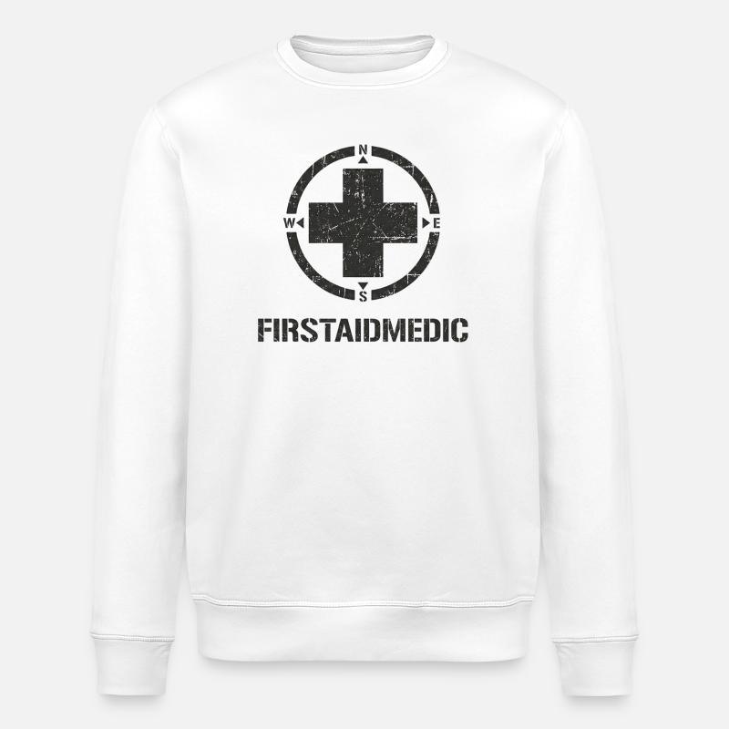 Erste Hilfe Kompass Kreuz - Stanley/Stella Unisex Bio-Sweatshirt ROLLER - Weiß