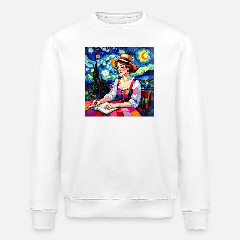 Nocturnal patchwork font - Stanley/Stella ROLLER Unisex Organic Sweatshirt - white