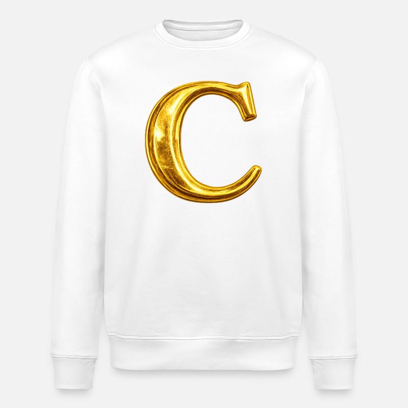 Goldenes C Monogramm-Design - Stanley/Stella Unisex Bio-Sweatshirt ROLLER - Weiß