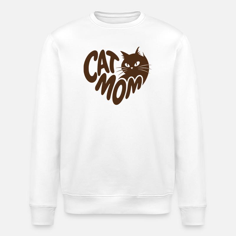 Cat Mom Katzenmama Retro-Typo - Stanley/Stella Unisex Bio-Sweatshirt ROLLER - Weiß