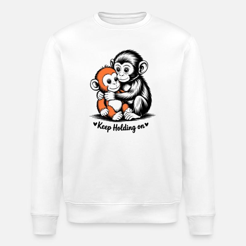 Hugging Monkey Duo - Stanley/Stella ROLLER Unisex Organic Sweatshirt - white