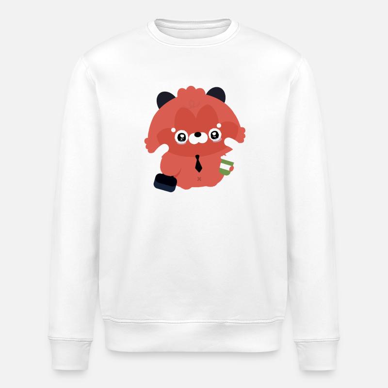 Kawaii Red Panda Bürokaffee - Stanley/Stella Unisex Bio-Sweatshirt ROLLER - Weiß