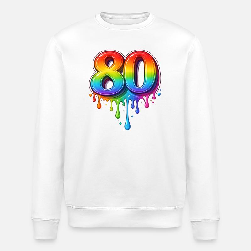 80 Rainbow Retro Number - Sweat bio ROLLER Stanley/Stella Unisexe - blanc