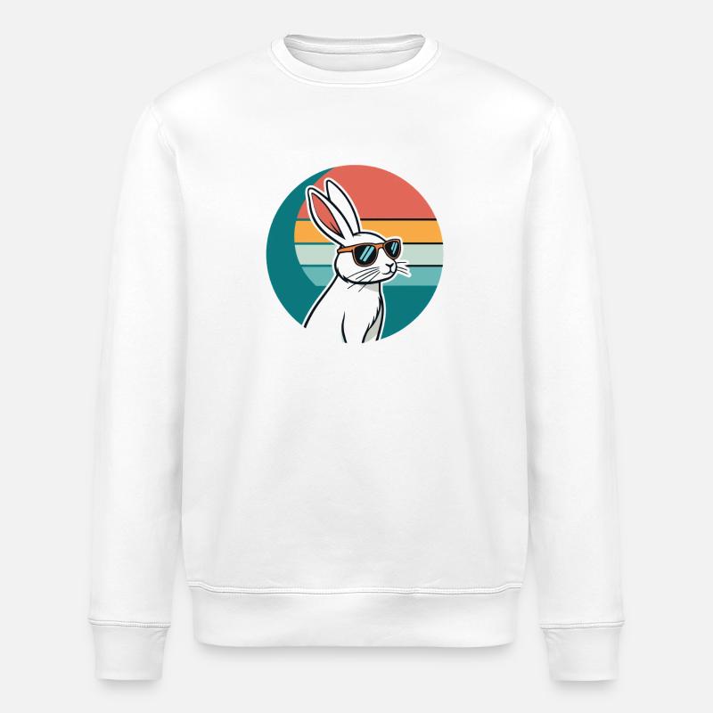 Retro Bunny in the Sun - Stanley/Stella ROLLER Unisex Organic Sweatshirt - white