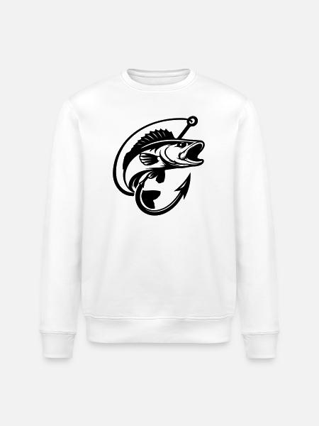 Pike Fishing Logo - Stanley/Stella ROLLER Unisex Organic Sweatshirt - white