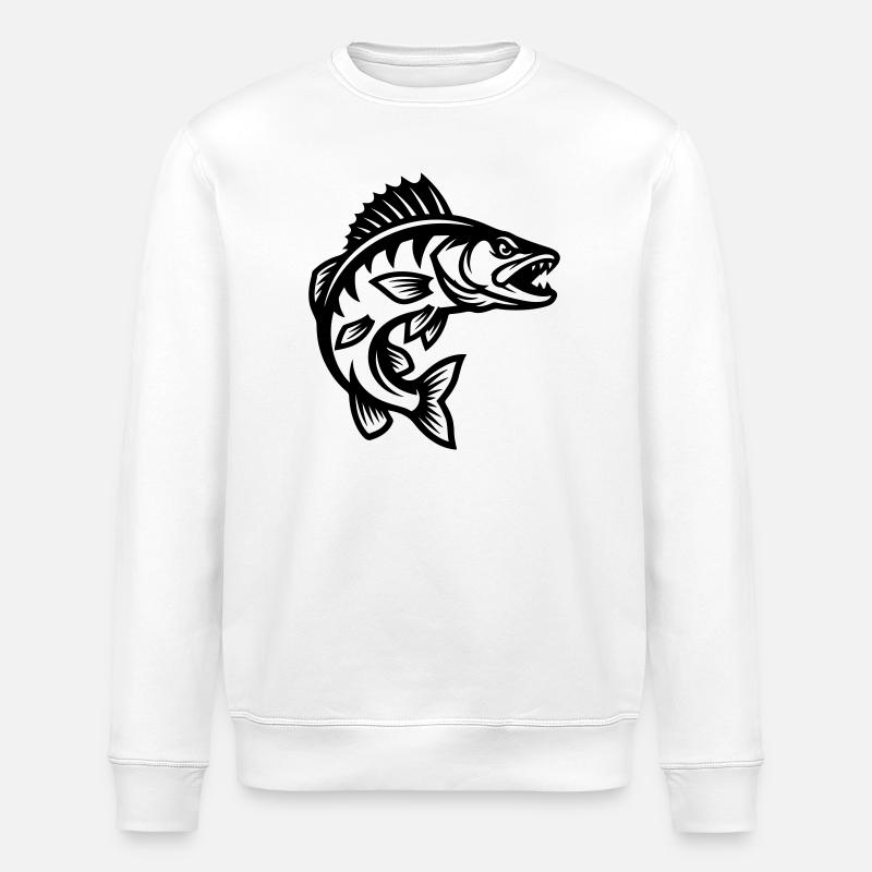 Pike Fish - Stanley/Stella ROLLER Unisex Organic Sweatshirt - white