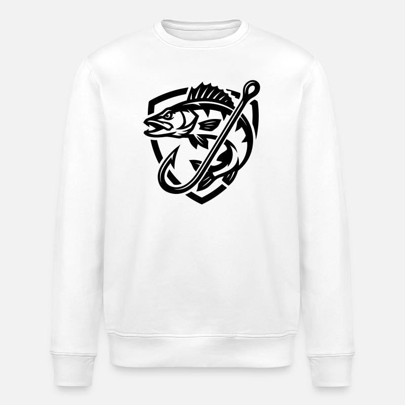 Hecht Fisch Angeln Symbol - Stanley/Stella Unisex Bio-Sweatshirt ROLLER - Weiß