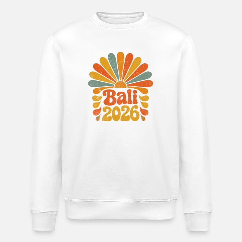 Bali 2026 Retro Sonnenburst - Stanley/Stella Unisex Bio-Sweatshirt ROLLER - Weiß
