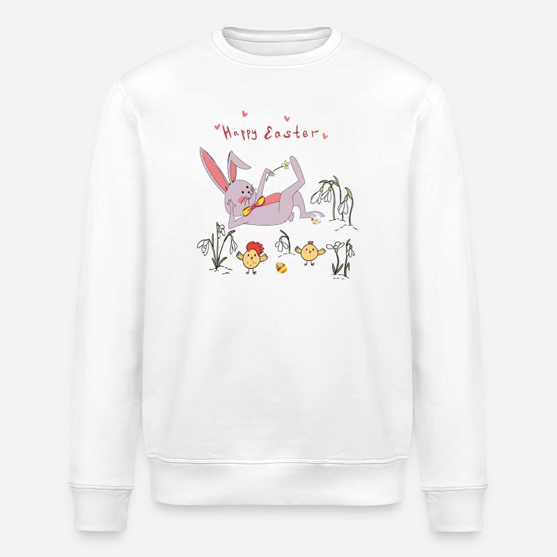 Easter bunny with chicks - Stanley/Stella ROLLER Unisex Organic Sweatshirt - white