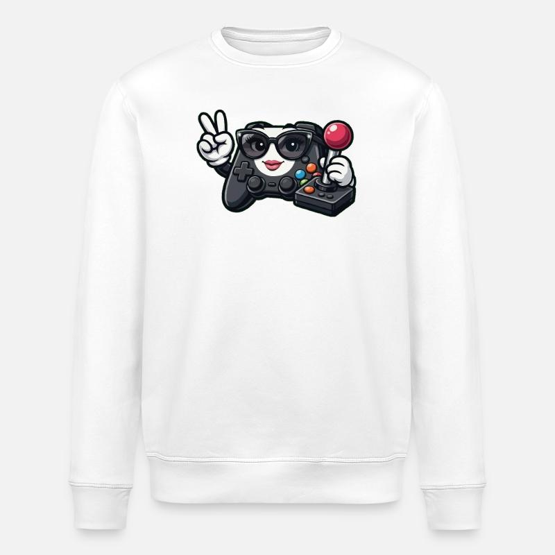Kawaii-Spielcontroller-Friedenszeichen - Stanley/Stella Unisex Bio-Sweatshirt ROLLER - Weiß
