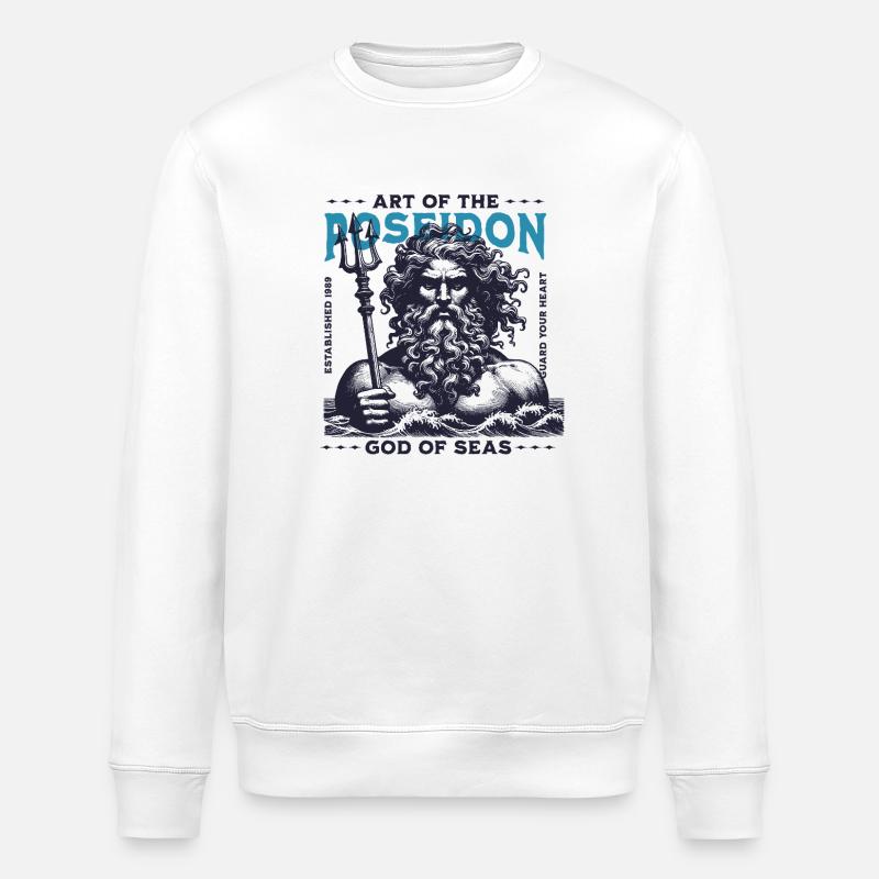 Poséidon Dieu de la mer - Sweat bio ROLLER Stanley/Stella Unisexe - blanc