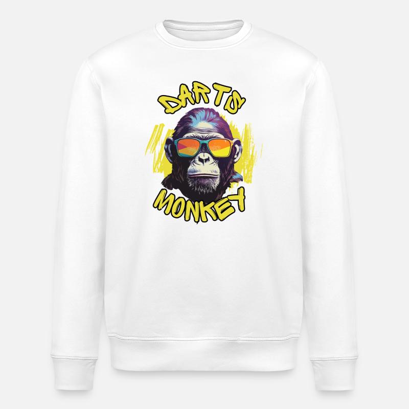 Dartmonkey with Sunglasses - Stanley/Stella Unisex Bio-Sweatshirt ROLLER - Weiß