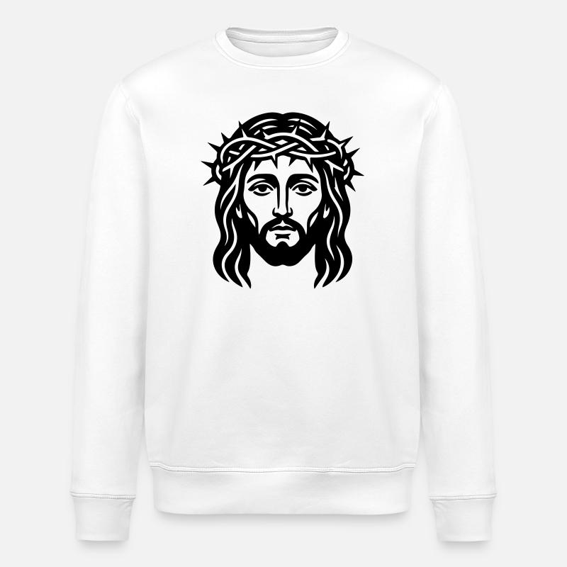 Jesus Christus Kopf - Stanley/Stella Unisex Bio-Sweatshirt ROLLER - Weiß
