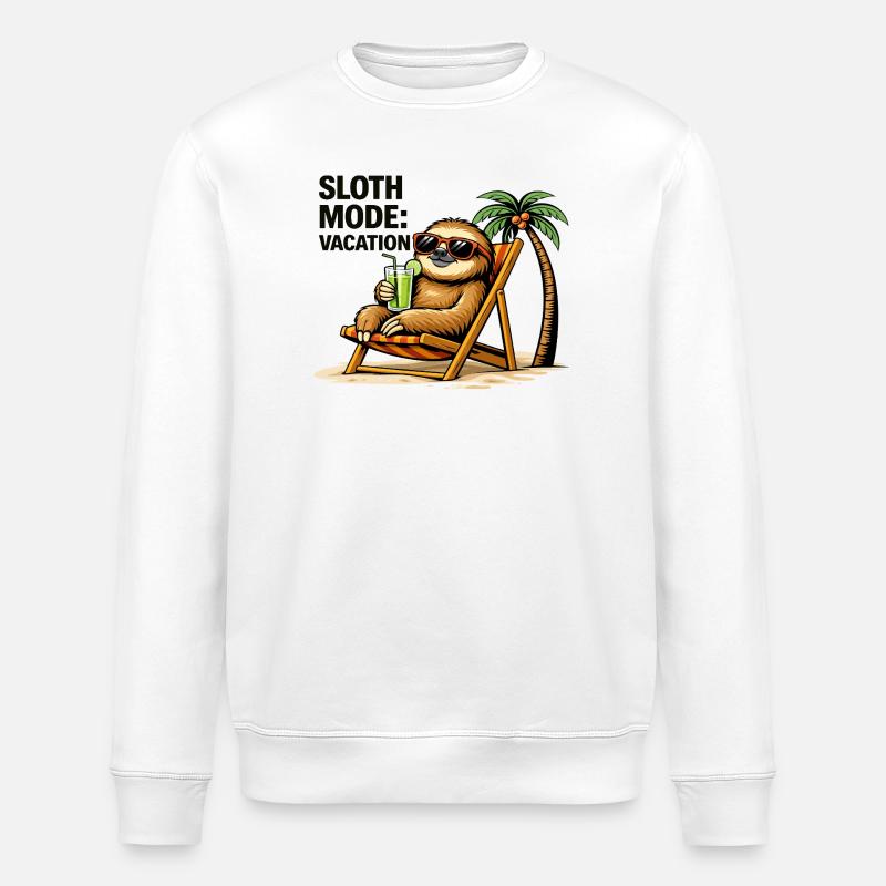 Sloth Mode Vacation - Stanley/Stella ROLLER Unisex Organic Sweatshirt - white