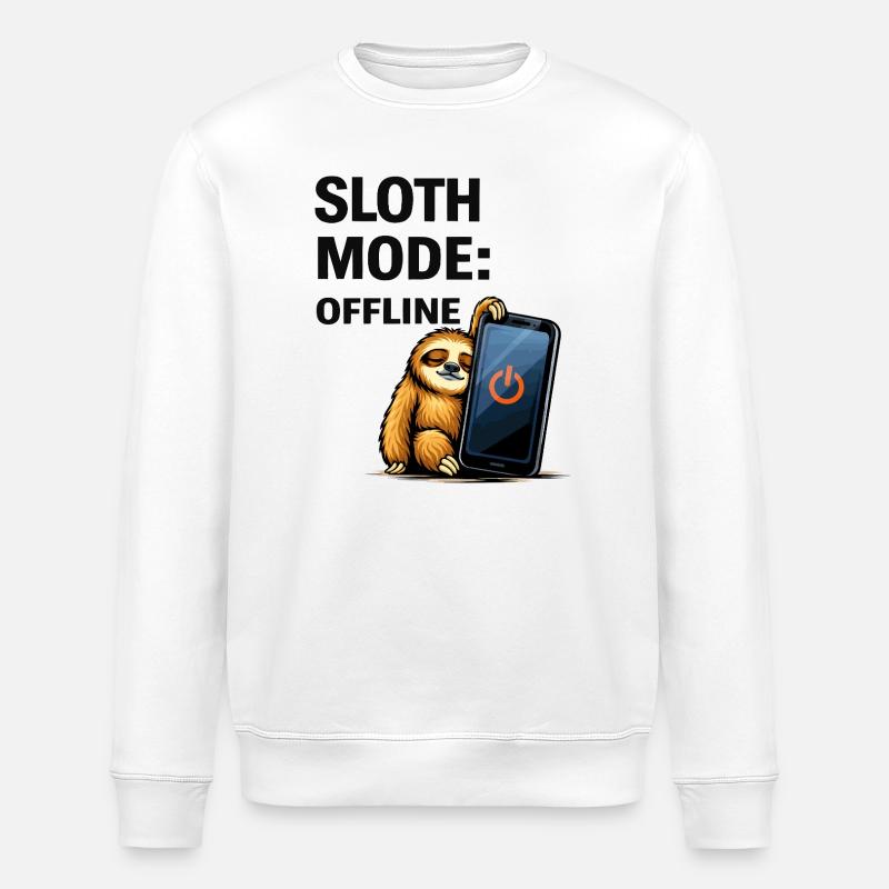 Sloth Mode Offline - Stanley/Stella ROLLER Unisex Organic Sweatshirt - white