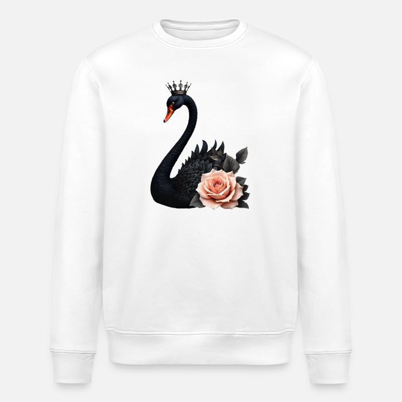 Cygne noir couronné de rose - Sweat bio ROLLER Stanley/Stella Unisexe - blanc