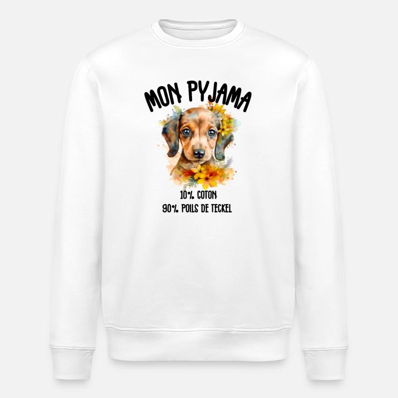 Pyjama Chien Teckel Humour  - Sweat bio ROLLER Stanley/Stella Unisexe - blanc
