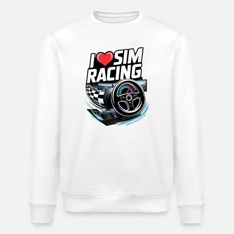 Ich liebe Sim Racing - Stanley/Stella Unisex Bio-Sweatshirt ROLLER - Weiß