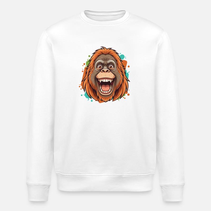 Laughing Orangutan Comic - Stanley/Stella ROLLER Unisex Organic Sweatshirt - white