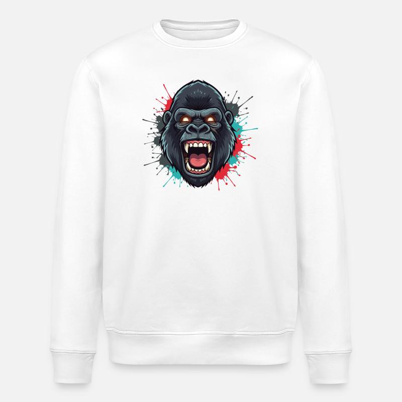 Ape Roar Farbexplosion - Stanley/Stella Unisex Bio-Sweatshirt ROLLER - Weiß