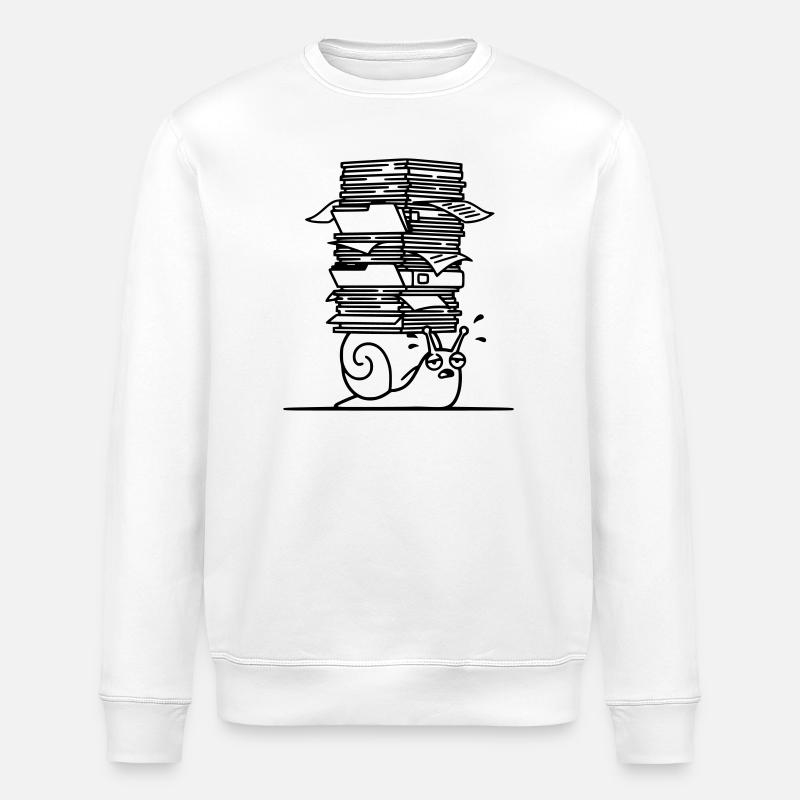 Snail Paper Stack Office Outline - Stanley/Stella ROLLER Unisex Organic Sweatshirt - white