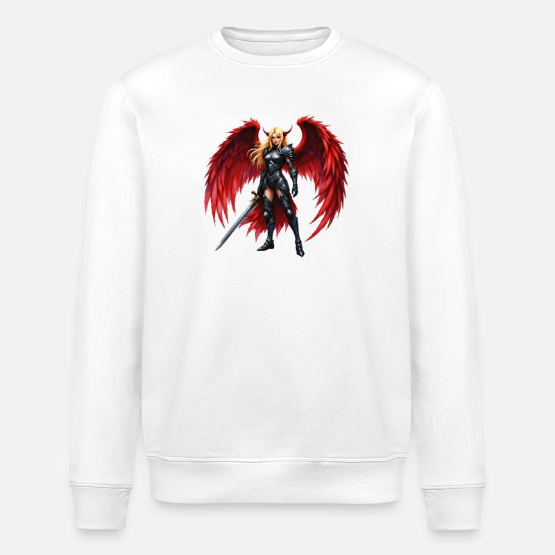Crimson Winged Warrior - Stanley/Stella ROLLER Unisex Organic Sweatshirt - white