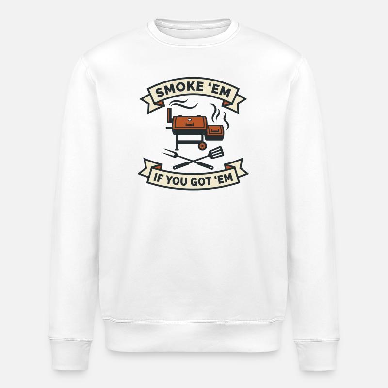 Offset Meat Smoker Low and Slow - Stanley/Stella ROLLER Unisex Organic Sweatshirt - white