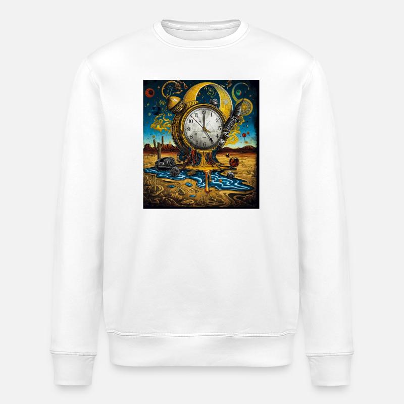 Schwimmende Zeituhr in der Sandwüste - Stanley/Stella Unisex Bio-Sweatshirt ROLLER - Weiß