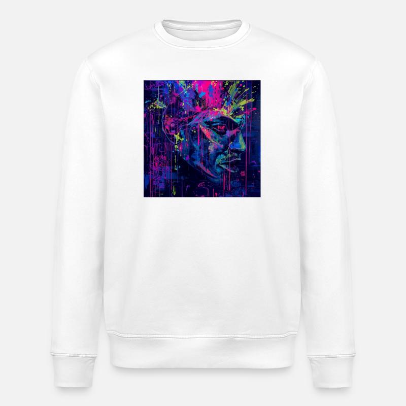 Neon-Graffiti-Porträtspritzer - Stanley/Stella Unisex Bio-Sweatshirt ROLLER - Weiß