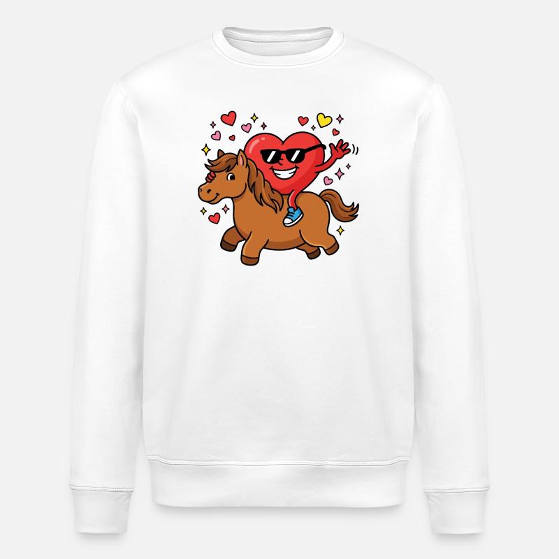 Cheval drôle pour la Saint-Valentin - Sweat bio ROLLER Stanley/Stella Unisexe - blanc